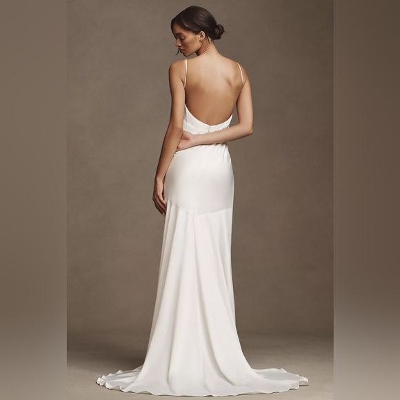 Jenny by Jenny Yoo Marnie Bias-Cut Satin V-Neck Scoop-Back Wedding Gown - Picture 4 of 4